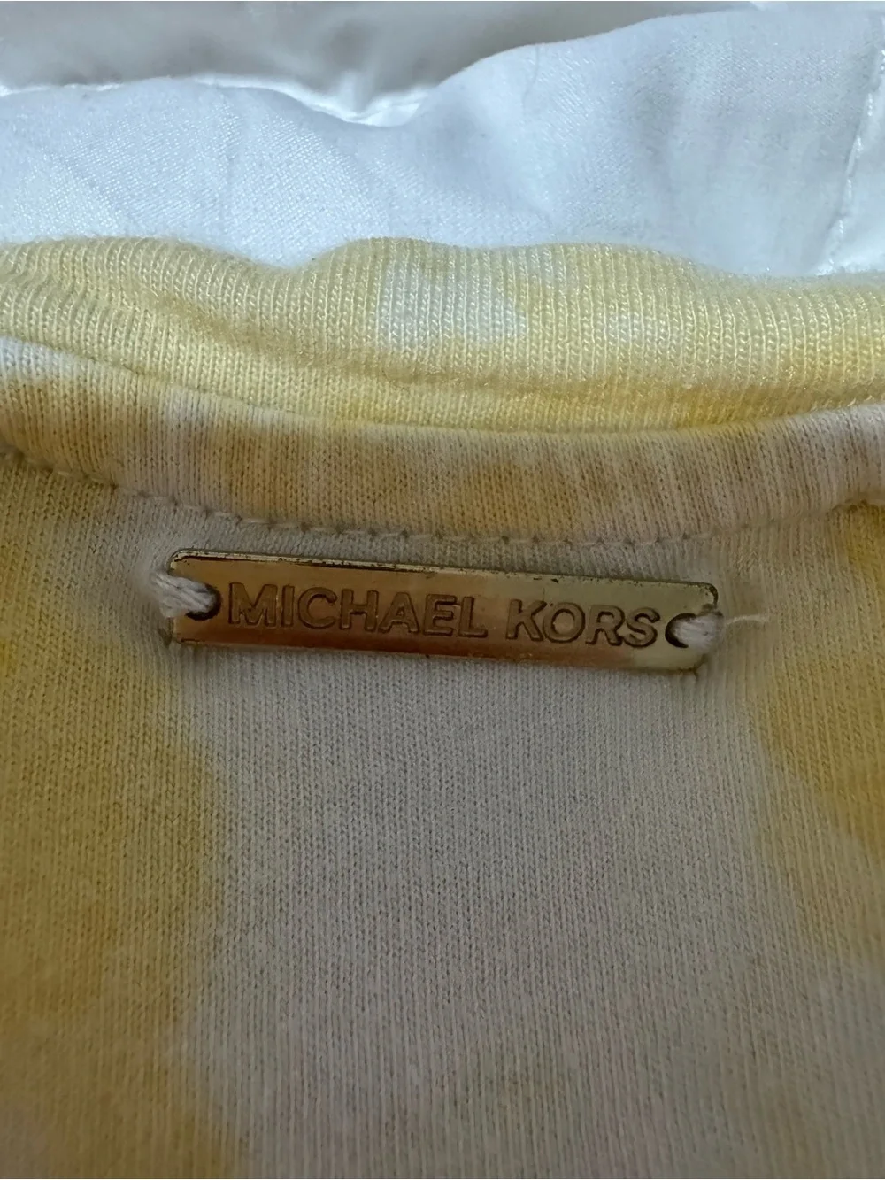 Michael Kors Logo T-Shirt Yellow Tie Dye Graphic Tee Medium Casual Summer